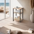 thumbnail image 7 of LEDREM 3-Tier Tall End Table, Small Side Table with Open Shelves for Living Room, Bedroom and Office, Camel Brown and Classic Black, 7 of 7