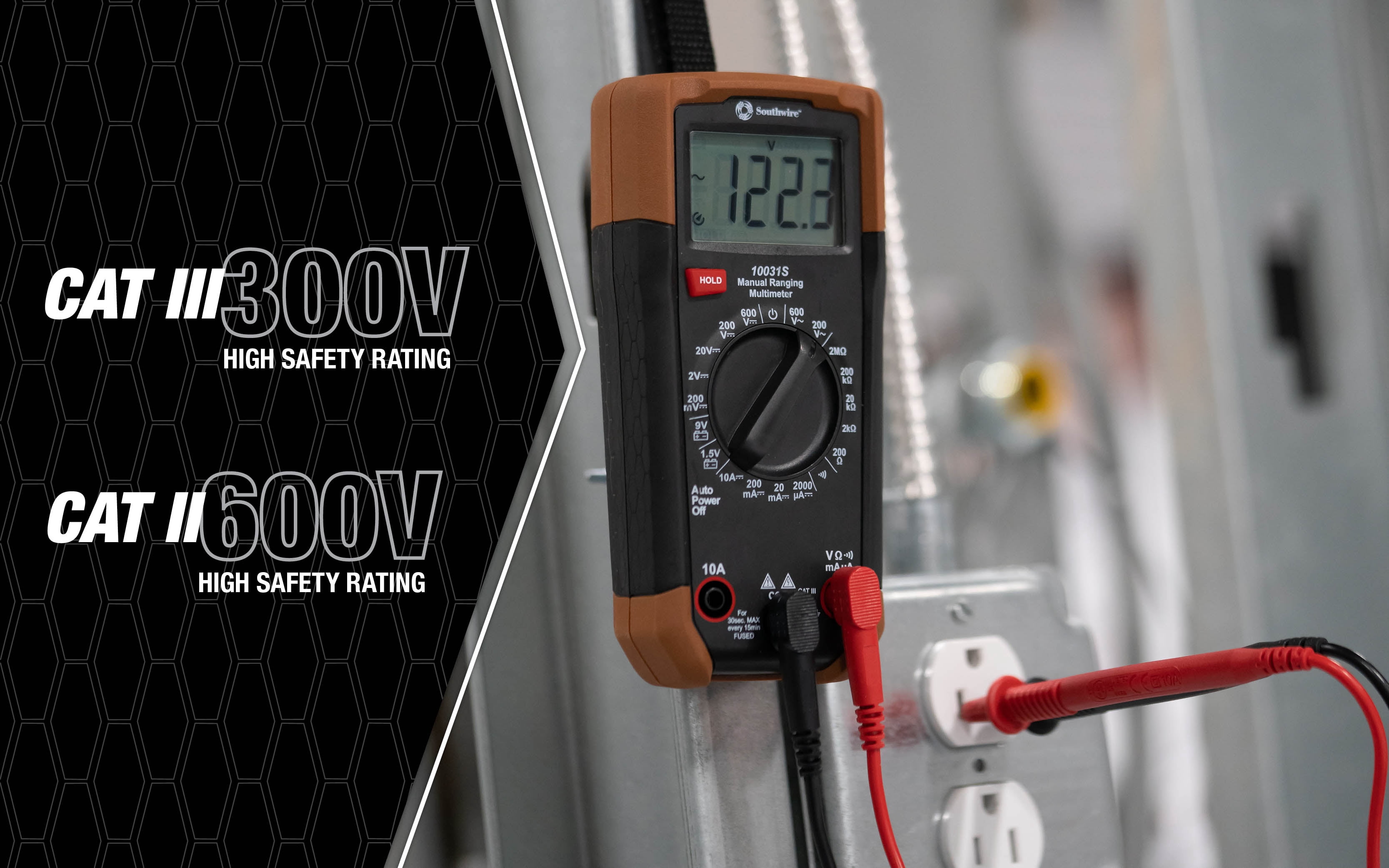 Southwire 10031S Manual-Ranging Digital Multimeter, 0-600V AC/DC