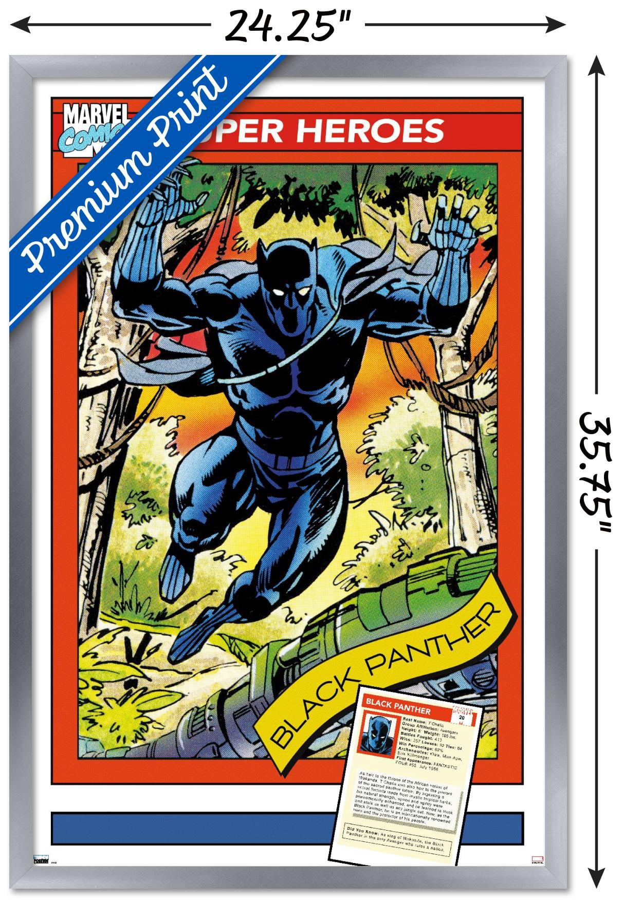 Marvel Trading Cards - Black Panther Wall Poster, 22.375" x 34" Framed