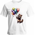 thumbnail image 1 of Camisetas casuales de manga corta con globos de colores y mapaches para hombre. Camisetas gráficas., 1 of 8