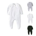 thumbnail image 4 of Ahdbta Baby Boy Girl Footed Jumpsuits Zip Up Long Sleeve Solid Color Bodysuits Fall One-Piece Oufit for Newborn Infants, 4 of 4