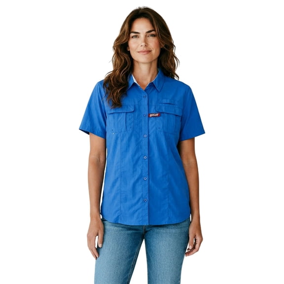 Swiss Alps Women’s Outdoor Fishing Shirt Size XL Blue UPF 40 Sun Protection