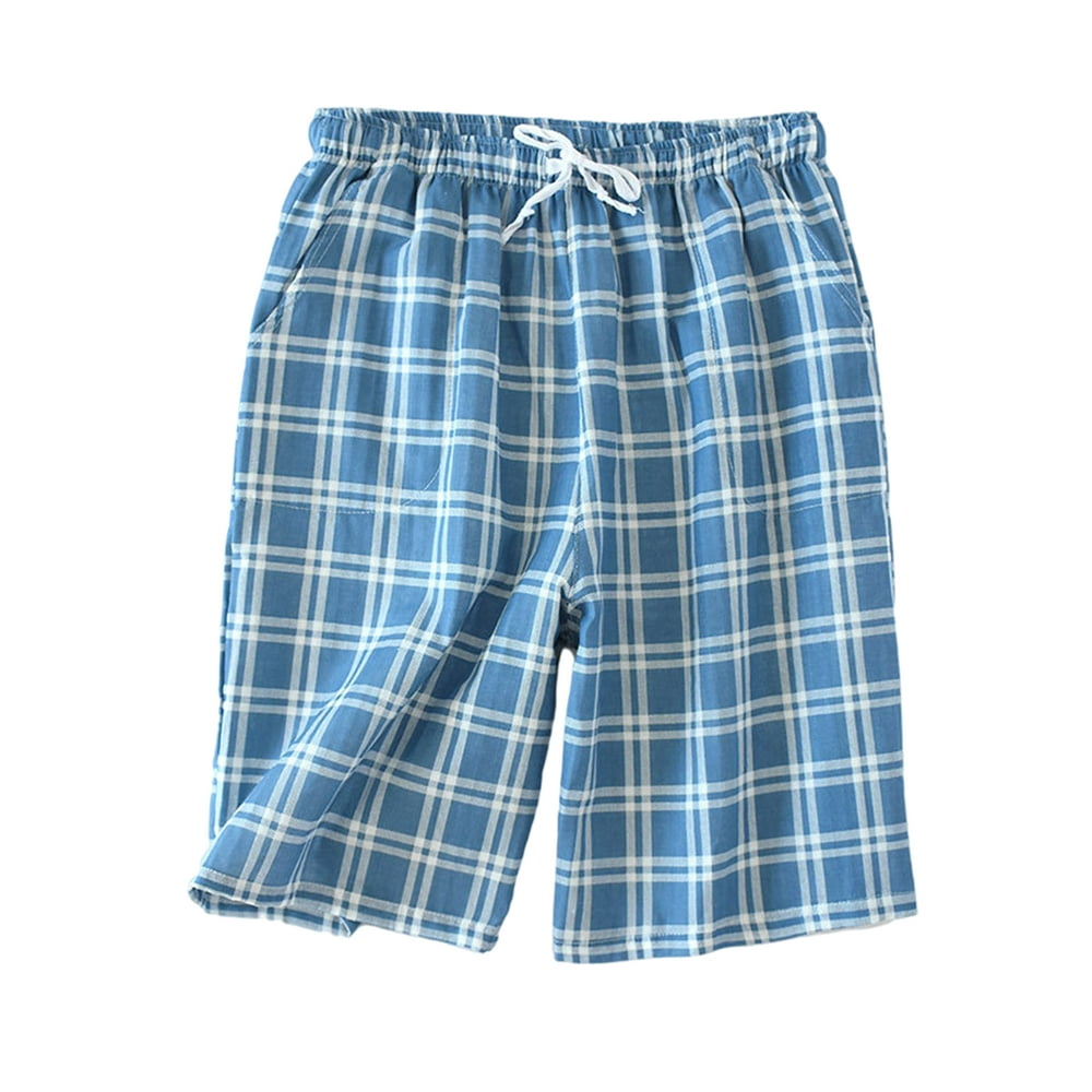 UKAP - UKAP Drawstring Lounge Shorts for Men Soft Cotton Plaid Check ...