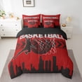 thumbnail image 2 of Manfei Est Sport Sleep Twin Bedding Sets 7-Piece, Cartoon Basketball Athlete Bedding Comforter Set, Teens Kids Boys Girls Reversible Sheet Sets, Maroon Black Microfiber Bedroom Decor, 2 of 7