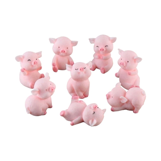 8 piezas de adornos de cerdos pequeños, figuras decorativas de cerdos, modelado de cerdos, adorables decoraciones de figuras de cerditos.