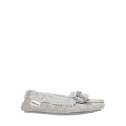 Dearfoams Girls Quilted Velvet Moc w Bow Slippers
