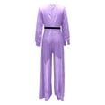 thumbnail image 6 of Elegant sequin jumpsuits for women With V Neck Long Sleeves Shirt Collar Wrap Waist Flared Sparkling Sequins Evening Party Wear Casual Outfit women's jumpsuits, rompers and overalls (Light Purple,S), 6 of 6