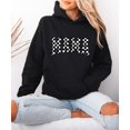 thumbnail image 5 of Checkered Mama Hoodie for Women Trendy Varsity Checkerboard Pullover, Black Hoodie, M, 5 of 8