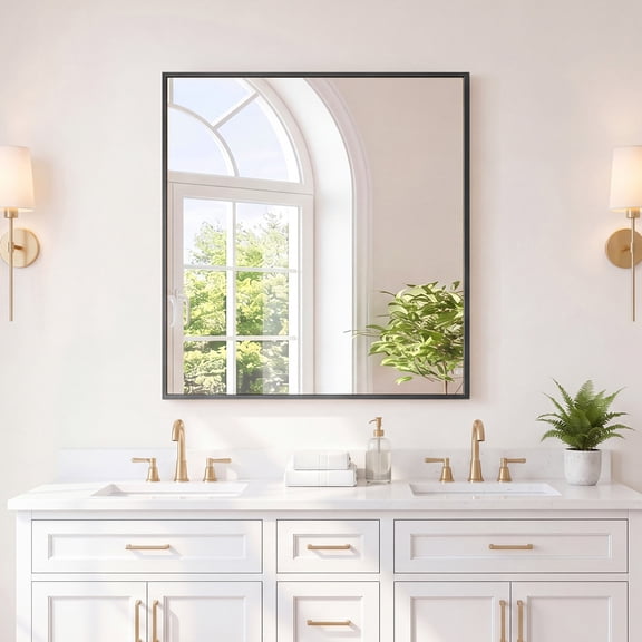 CONCETTA Black Bathroom Mirror for Wall, 30x36 Inch Rectangle Mirrors with Metal Frame, Modern Vanity Wall Mirror Decor for Entryway Hangs, Bathroom Living Room
