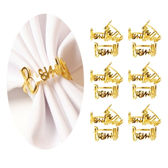 Yoyauz Metal Napkin Rings Set of 12 Gold Silver Letter Napkin Ring Buckle Shiny Alloy Napkin Ring Holder Party Table Decorations for Wedding Birthday Dinner Party