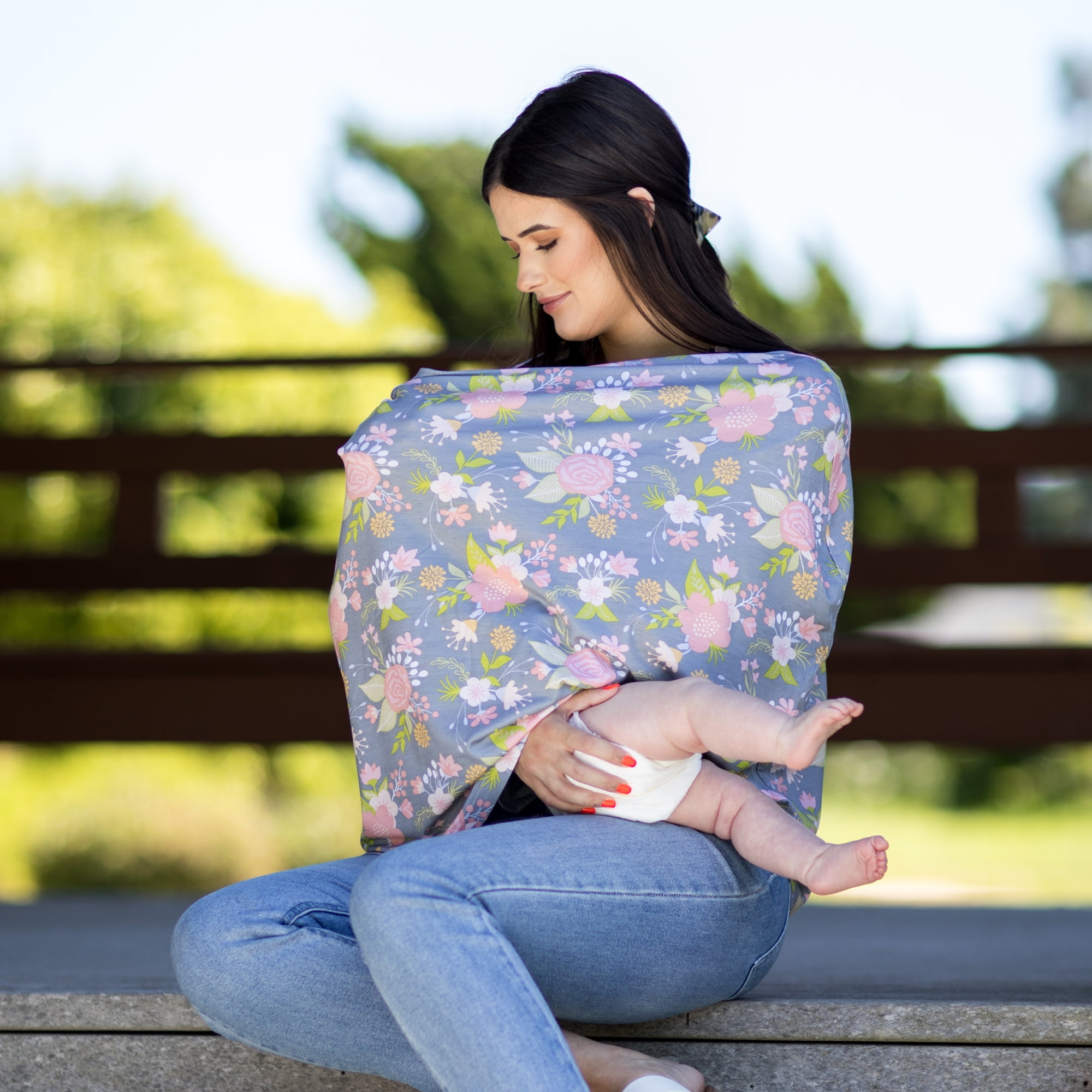 J.L. Childress 4-in-1 Multi-Use Cover - Stretchy Car Seat Canopy and Privacy Cover, Breastfeeding Nursing Cover - Vintage Floral