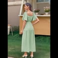 thumbnail image 4 of Vestido Informal de Verano para Mujer, de Corta, Cuello Cuadrado, Cintura Fruncida, Holgado, con , Verde , Talla XXL, 4 of 6
