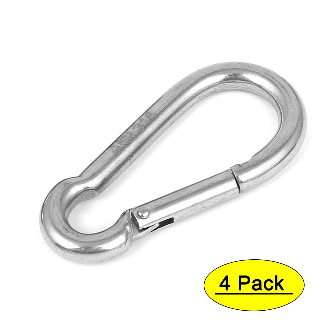 Unique Bargains 316 Stainless Steel Spring Snap Hook Carabiners 2.4'  Length 4pcs