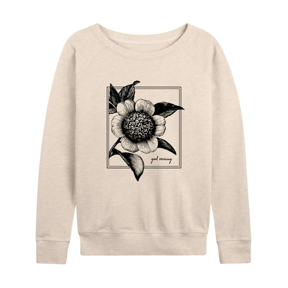 Instant Message - Good Morning With Flower - Women's Lightweight French Terry Long Sleeve Shirt