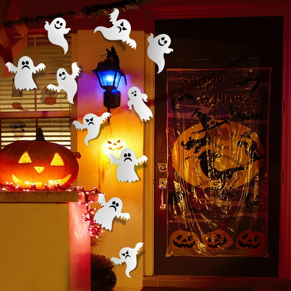 Jinswick 42 Pieces Halloween Ghost Wall Decor Cute Ghost Wall Stickers Reusable Halloween Decoration 3D Small Ghost Wall Decals Supplies for Halloween Party Home Door Wall Decor Accessories DIY