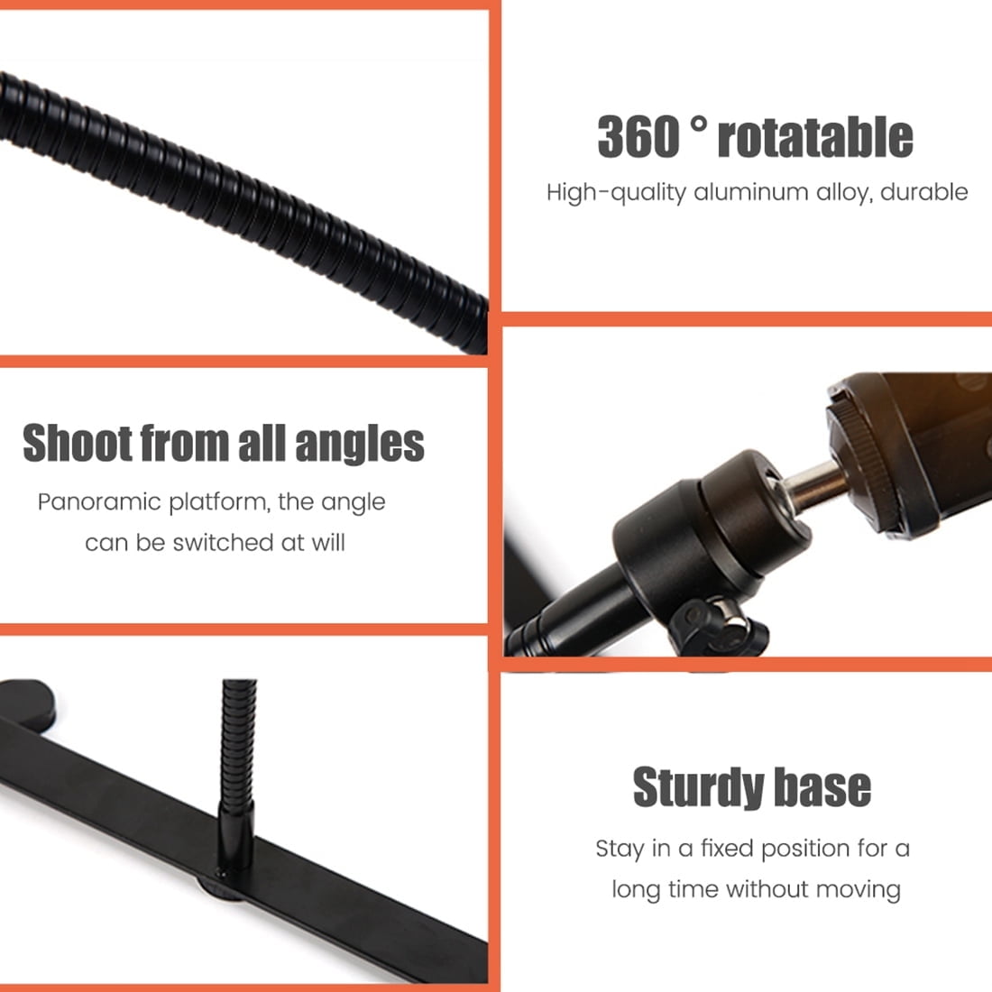 Adjustable Tripod with Cellphone Holder, Overhead Phone Mount, Table Top Teaching Online Stand for Live Streaming