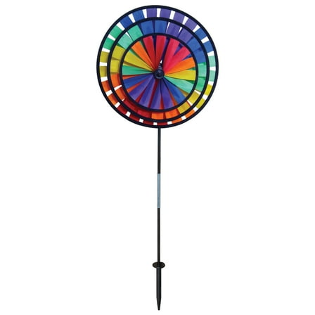 In the Breeze 2837 - Rainbow Triple Wheel Spinner - Colorful Garden Wind Spinner Wheel