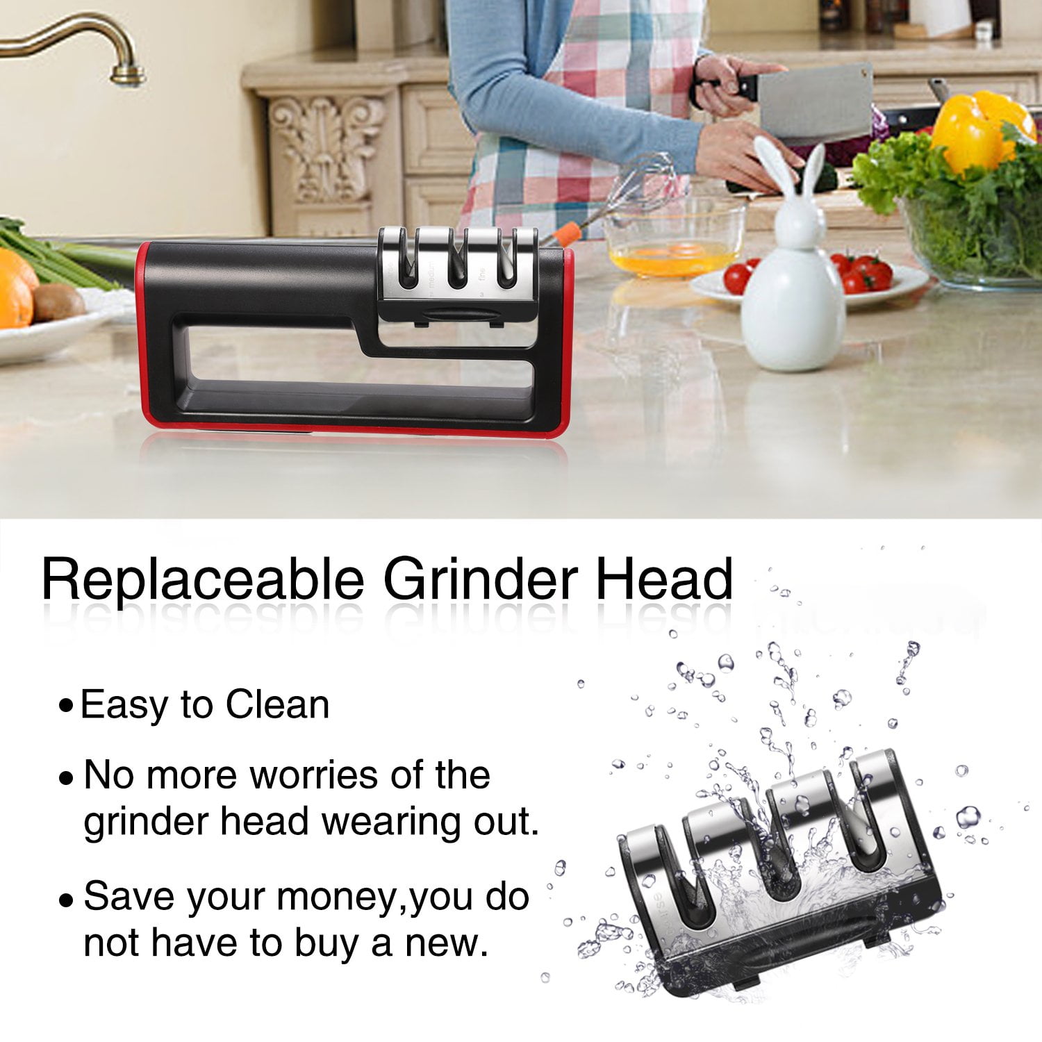 Knife Sharpener Professional Ceramic Tungsten Kitchen Sharpening System 3  Stage