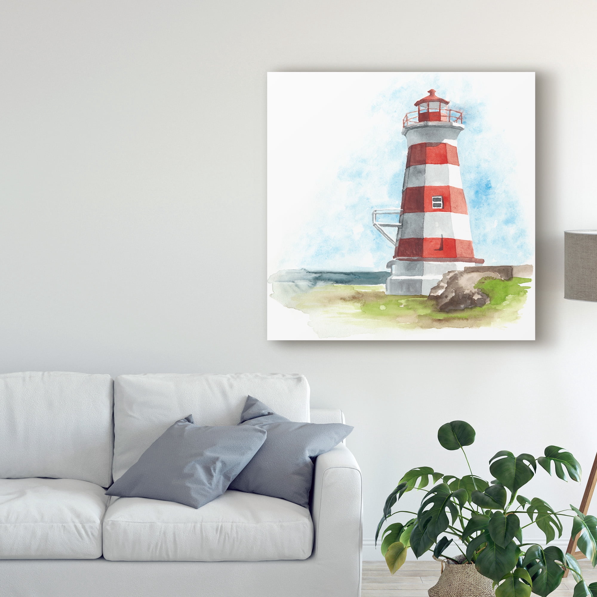 Trademark Fine Art 'Watercolor Lighthouse I' Canvas Art by Naomi McCavitt