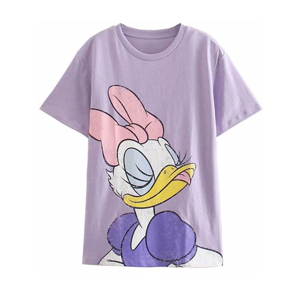 Disney T-Shirt Bambi Deer Fashion Women T-Shirt Summer Cartoon O-Neck Short Sleeve T-Shirt Women Casual Tee Tops Female FemmesL Gao Jinjia LED