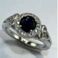 thumbnail image 4 of HeartsAndYou 2.3ct Natural Sapphire & Diamond Ring Halo Celtic Trinity 14k SOLID White Gold, 4 of 9