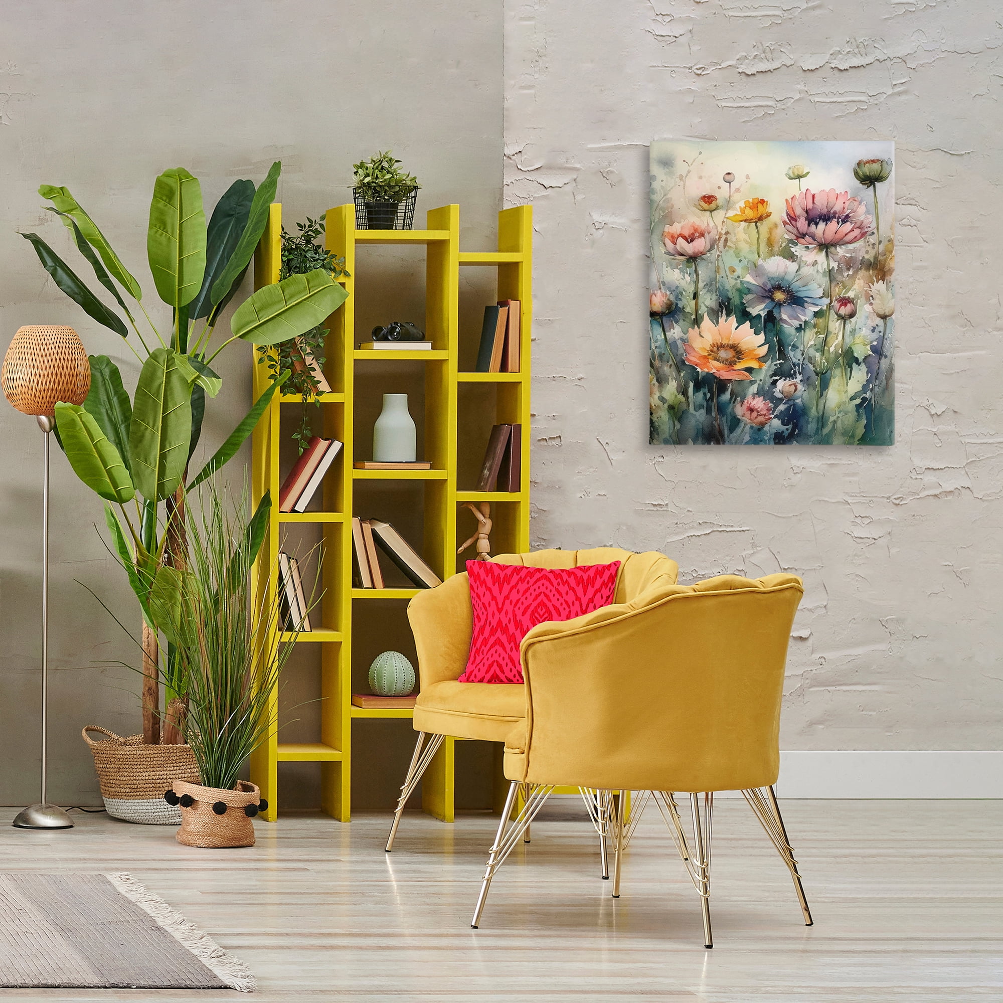 Stupell Industries Wild Gerbera Daisies Plants & Flowers Painting Wrapped Canvas Art Print Wall Art, 24 x 30