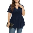 thumbnail image 6 of Daystry Plus Size Tunic Tops For Women Lace V-Neck Empire Waist Women Top Babydoll Blouse Navy Blue-3X, 6 of 11