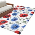 thumbnail image 2 of Independence Day Washable Area Rug 2.7 x 5 ft Red Blue Concubine Watercolor Flower, Soft Non Slip Rugs Stain Repellent Indoor Felt Carpet for Living Dining Room Bedroom Home Office, 2 of 9