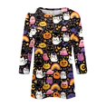 thumbnail image 7 of Womens Halloween Shirts Horror 3/4 Sleeve Pullover Spooky Halloween Ghost Pumpkin Printed T Shirts Funny Round Neck Tops Three Quarter Length Blouse,3XL, 7 of 7