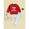 thumbnail image 3 of Elippeo Valentine´s Day Boys 2pcs Outfits 6M 12M 18M 24M 3Y Letter Print Toddler Long Sleeve Sweatshirt and Elastic Casual Pants Suit, 3 of 9