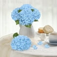 thumbnail image 3 of Scidweet 4 Pcs Artificial Hydrangea Fake Flowers, 19.3" Real Touch Latex Faux Plants Fake Hydrangea Flowers for Spring Summer Indoor Outdoor Home Table Wedding Decoration, Light Blue, 3 of 7