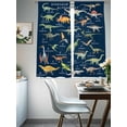 thumbnail image 4 of Dinosaur Family Sheer Curtains 2 Panels Set Retro Watercolor Dinosaur Name Letter Navy Blue Sheer Window Curtains Light Filtering Rod Pocket Voile Drapes for Bedroom Living Room 52"X72", 4 of 8