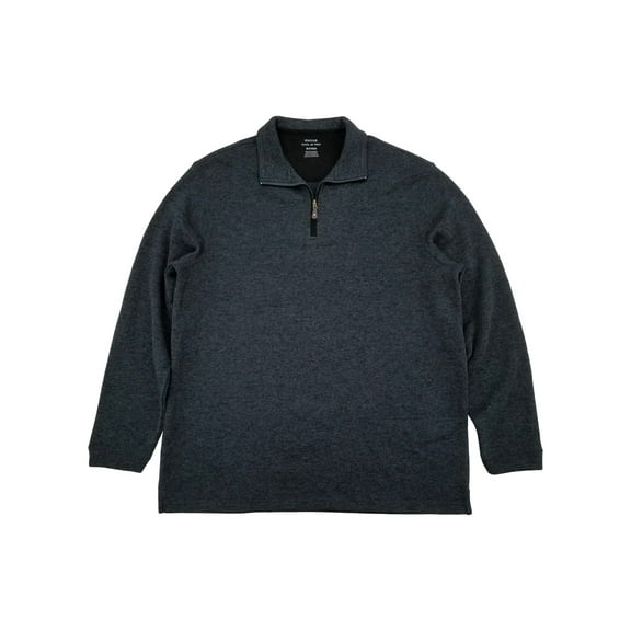 Haggar Mens Big & Tall Black Fleece Quarter-Zip Pullover Sweater Jacket XLT