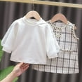 thumbnail image 4 of Odeerbi Toddler Girls Cotton Dress Princess Dress Fashionable Small Fragrant Style Spliced Mesh Button Long Sleeve Round Neck Dress White, 4 of 6