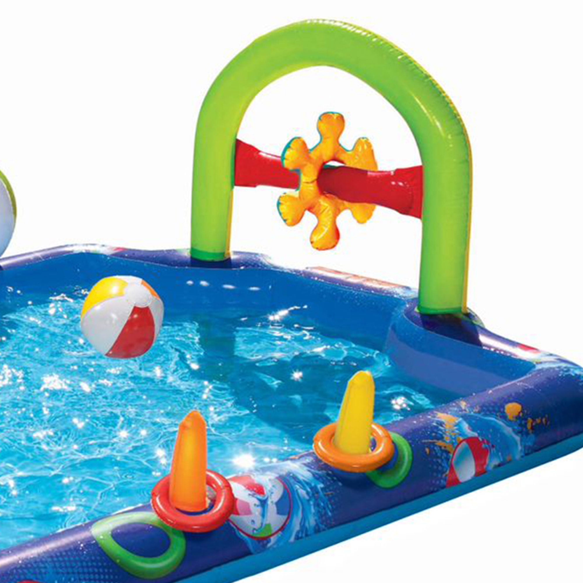 Banzai Big Splash Inflatable Play Center Pool w/ Beach Balls and Toss Rings