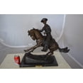 thumbnail image 3 of Nifao Remington Cowboy on marble Bronze Statue – Home Decor Sculpture, 24"L x 9"W x 23"H, 3 of 12