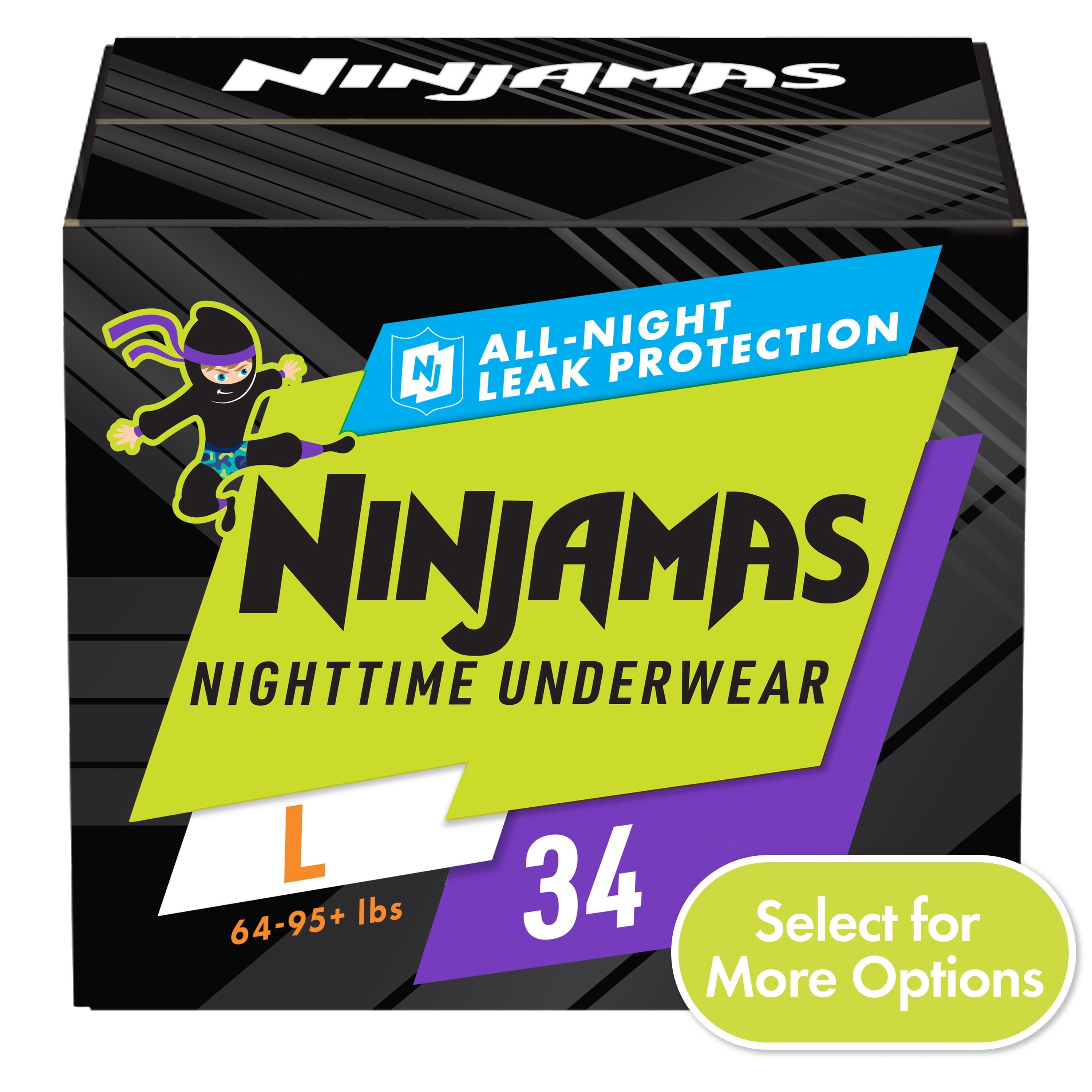 Pampers Ninjamas Nighttime Pants Toddler Boys Size L/XL, 34 Count