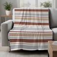 thumbnail image 2 of Beige Khaki Striped Blanket Soft Cozy Warm Twin Blanket for Bed, Plush Fuzzy Flannel Fleece Blankets for Sofa, Farmhouse Stripes Modern Abstract Art Throw Blankets for Couch, Gifts for Men, 60"x80", 2 of 9
