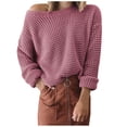 thumbnail image 1 of IROINID Chandail à Enfiler pour Femme à une Épaule, Couleur Unie, Coupe Ample, Longueur Courte, Manches Longues, Col Diagonal, Hauts de Chandail, 1 of 5