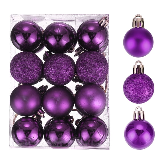 Uxcell Christmas Ball Ornaments Christmas Tree Decorations Balls Purple 1.6"/4CM for Party Decoration 24Pcs