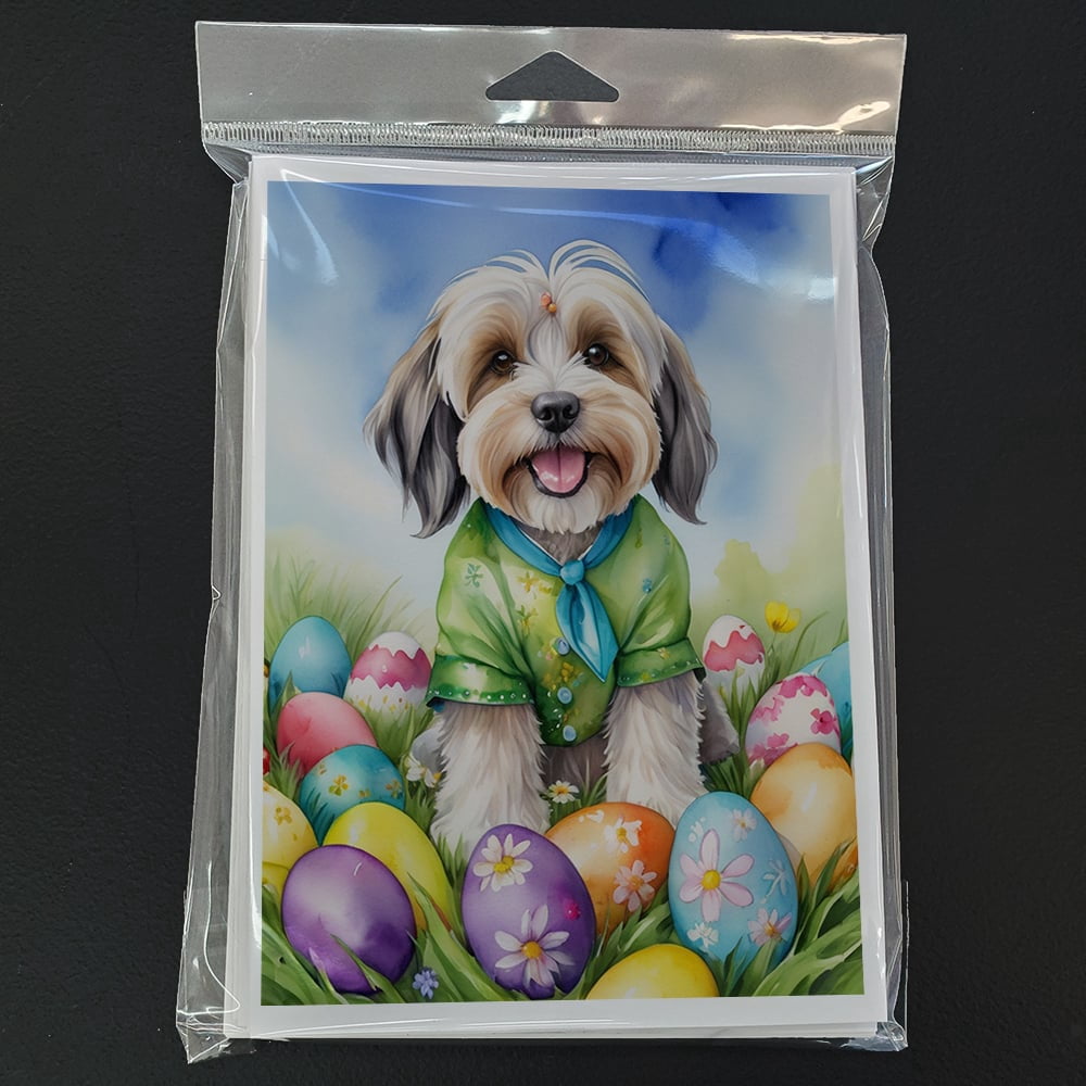 Tibetan Terrier Easter Egg Hunt Greeting Cards Pack of 8 7 in x 5 in