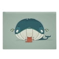 thumbnail image 1 of Whale Cutting Board, Greedy Little Cat Sitting down to Dine on a Huge Fish Dinner of Whale Cartoon, Decorative Tempered Glass Cutting and Serving Board, Large Size, Almond Green Teal, by Ambesonne, 1 of 1