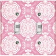 thumbnail image 1 of Metal Light Switch Plate Cover Mandala Pink White Floral Pattern Damask MDL076, 1 of 13