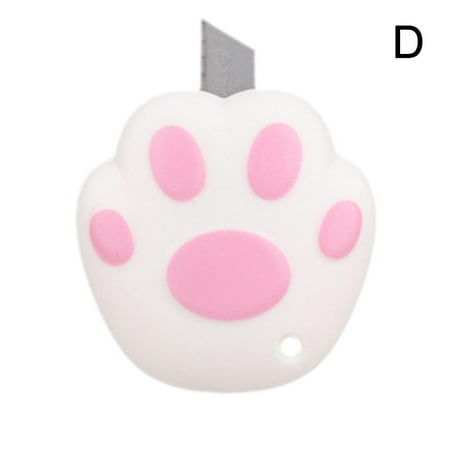 

Mini Box Cutter Cat Paw Shaped Utility Knives Retractable Letter Opener Envelope with Carton Slitter Chain Hole Portable Key N6T5