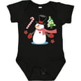 thumbnail image 3 of Inktastic Top Hat Snowman with Christmas Tree and Candy Cane Boys or Girls Baby Bodysuit, 3 of 5