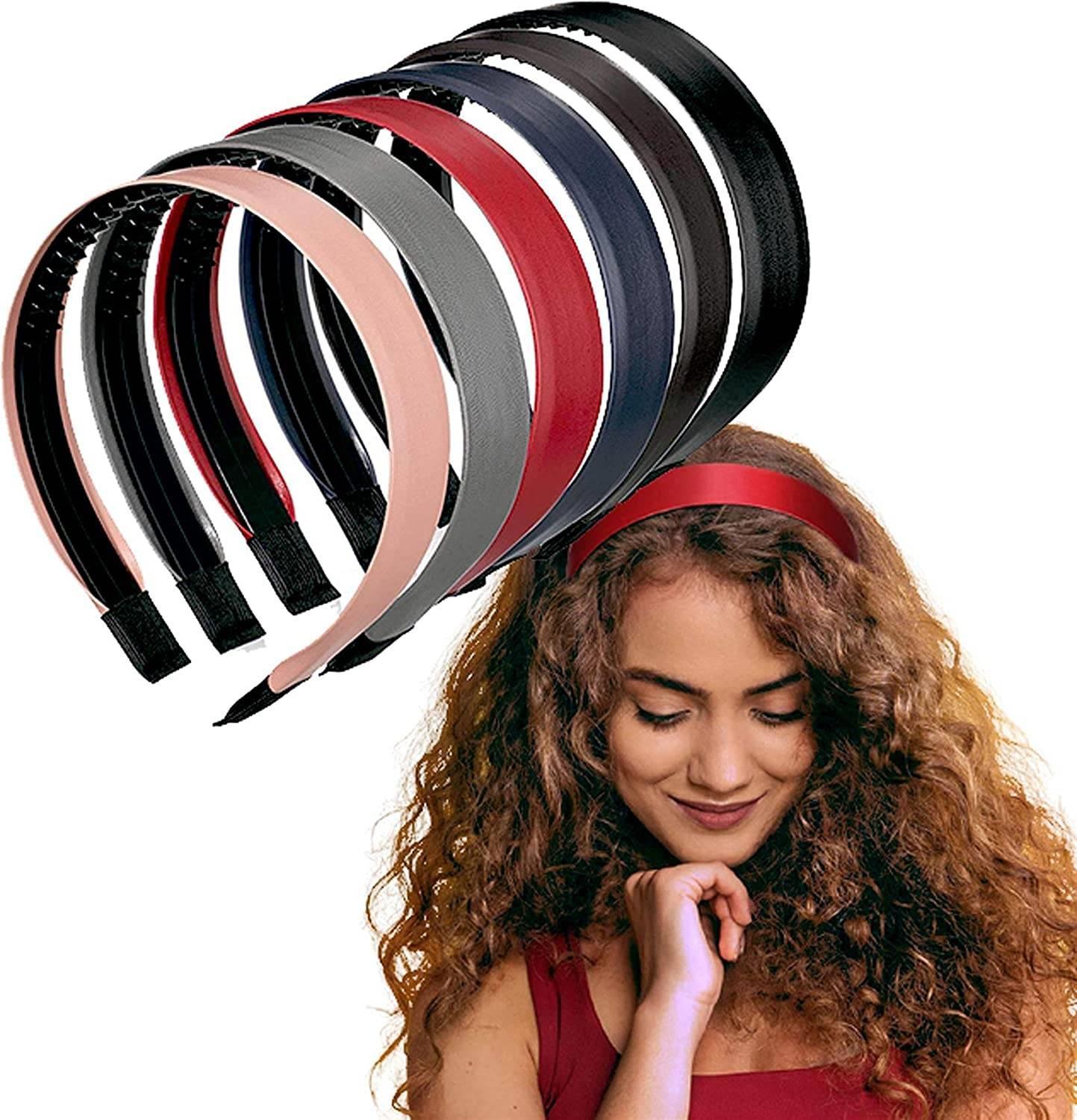 Gespout 6Pcs Plastic Plain Headbands Teeth Comb Headbands Skinny Hair