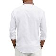 thumbnail image 6 of COMVALUE Men's Linen Shirt Long Sleeve Button Down Collar with Contrast Placket Regular Fit Casual Beach Tops (White, M), 6 of 7