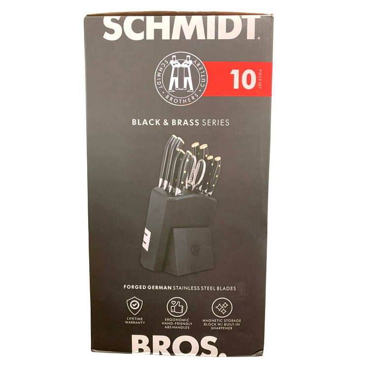Schmidt Brothers Black & Brass 15-Piece Knife Block Set