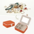 thumbnail image 2 of Unique Bargains Portable Mini Faux Leather Organizer Jewelry Box with Button Orange, 2 of 7