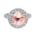 thumbnail image 4 of Round Cut Pink Morganite Diamond Halo Rings 18K White Gold 4.15 CT TW (G,VS1), 4 of 5
